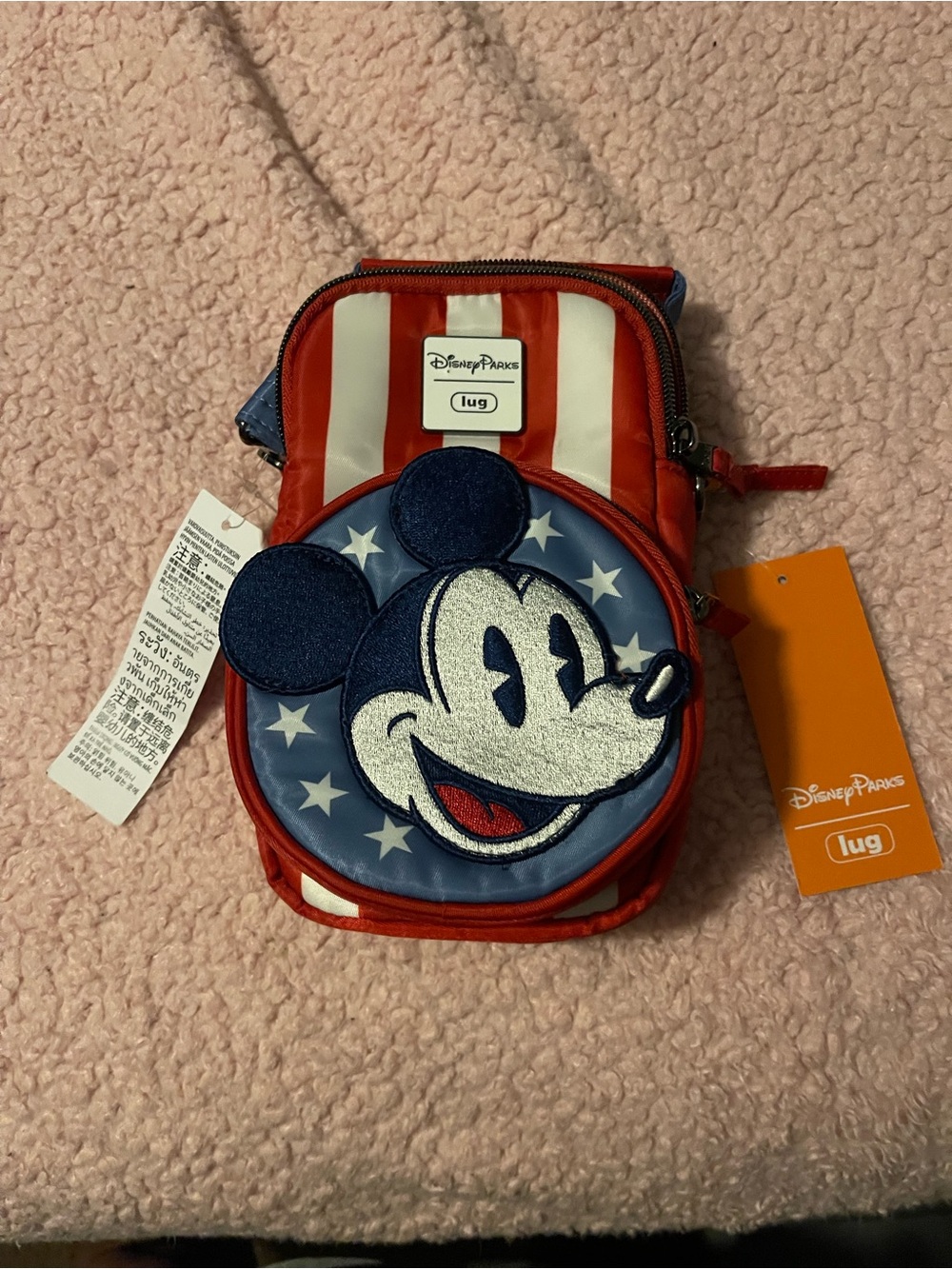 lug Red, White & Blue Striped Crossbody Pouch with Mickey Patch
